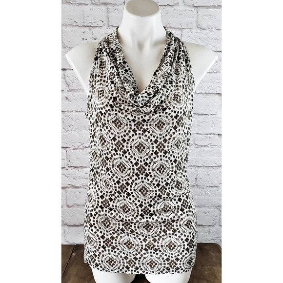 MICHAEL Michael Kors Tops - MICHAEL Michael Kors Cowl Neck Brown & Cream Sleeveless Blouse/Top ~ Medium